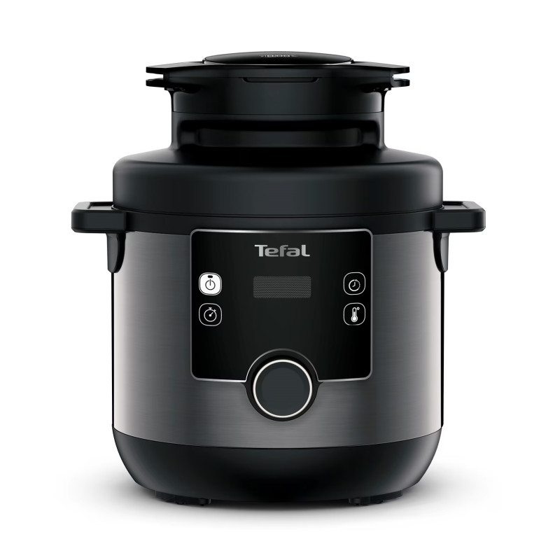 Мултикукър под налягане Tefal Turbo Cuisine & Fry CY778830, 70 kPa, 1200W, 7.6 л, 15 програми, Незалепващо покритие, Поддържане на топлина, Дигитален контрол, Черен