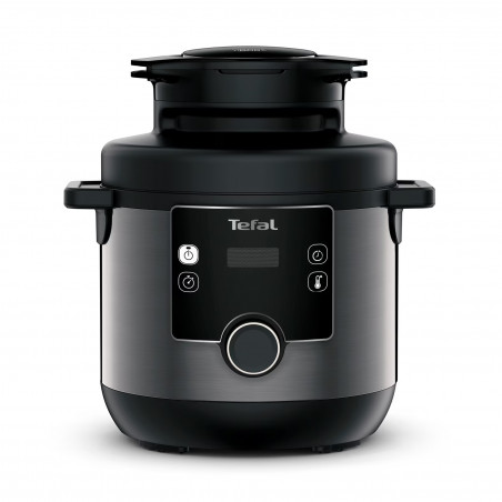 Мултикукър под налягане Tefal Turbo Cuisine & Fry CY778830, 70 kPa, 1200W, 7.6 л, 15 програми, Незалепващо покритие, Поддържане на топлина, Дигитален контрол, Черен