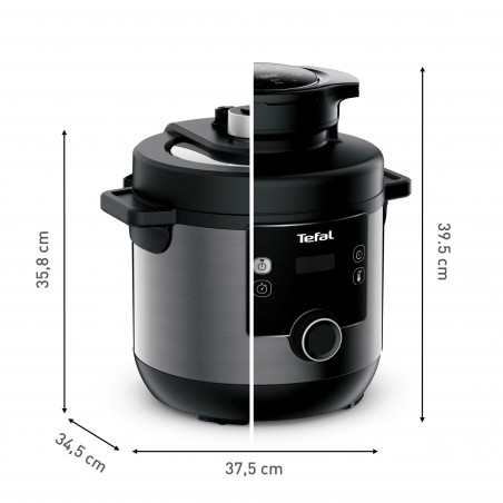 Мултикукър под налягане Tefal Turbo Cuisine & Fry CY778830, 70 kPa, 1200W, 7.6 л, 15 програми, Незалепващо покритие, Поддържане на топлина, Дигитален контрол, Черен