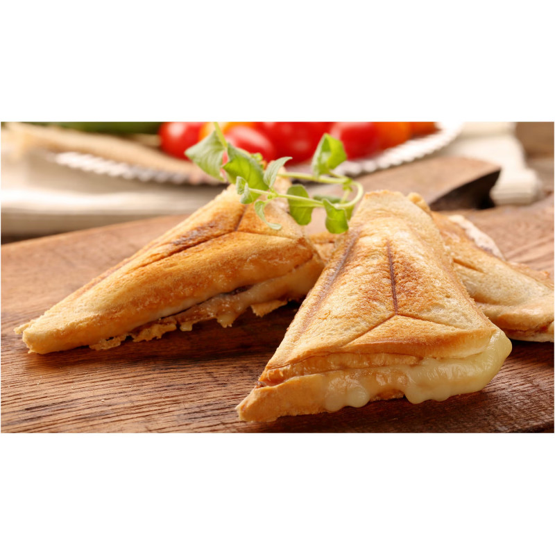 Сандвич тостер Philips HD2331/90 Series 3000, 750 W, За 2 филии/4 триъгълни сандвича, Незалепващи алуминиеви плочи, Черен