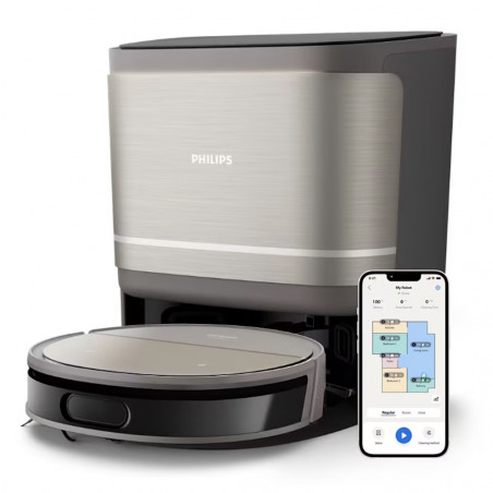 Прахосмукачка робот Philips Series 9000 XU9100/10, 6500 mAh, 8000 Pa, WiFi, LiDAR, PowerCyclone, EPA 11, Сухо/мокро почистване, Бронз/златист