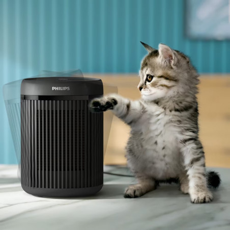 Вентилаторна печка-духалка с керамичен нагревател Philips CX2120/01, 600/1500 W, За до 15м2, 3 температурни настройки, Защита от преобръщане, Черен