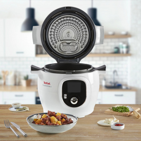 Мултикукър Tefal CY851130 Cook4me, 1600 W, 6 л, 6 режима на готвене, 150 вградени рецепти, Отложен старт, Запазване на топлина, Бял