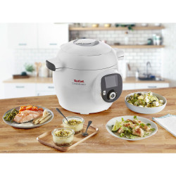Мултикукър Tefal CY851130 Cook4me, 1600 W, 6 л, 6 режима на готвене, 150 вградени рецепти, Отложен старт, Запазване на топлина, Бял
