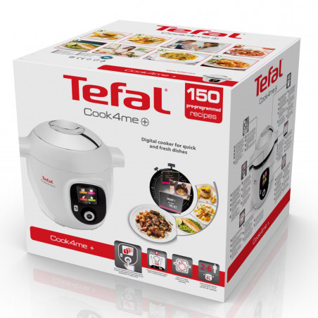 Мултикукър Tefal CY851130 Cook4me, 1600 W, 6 л, 6 режима на готвене, 150 вградени рецепти, Отложен старт, Запазване на топлина, Бял