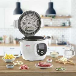 Мултикукър Tefal CY851130 Cook4me, 1600 W, 6 л, 6 режима на готвене, 150 вградени рецепти, Отложен старт, Запазване на топлина, Бял