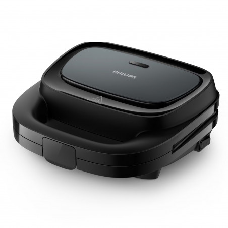 Сандвич тостер Philips HD2331/90 Series 3000, 750 W, За 2 филии/4 триъгълни сандвича, Незалепващи алуминиеви плочи, Черен