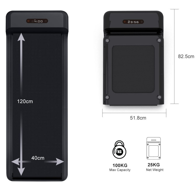 Бягаща пътека Xiaomi Kingsmith WalkingPad C2 WPS1F, 1 к.с, До 100 кг, 0.5/6 км/ч, Wi-Fi, LED, Bluetooth, Мобилно приложение, Сгъваема, Черен