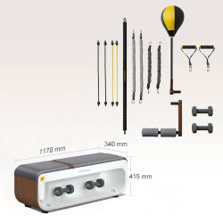 Мултифункционална лежанка Xiaomi KingSmith FВВ1С , 2 степени на наклон, Цяло тяло, Сгъваема, 15 аксесоара, Бял/кафяв