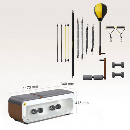 Мултифункционална лежанка Xiaomi KingSmith FВВ1С , 2 степени на наклон, Цяло тяло, Сгъваема, 15 аксесоара, Бял/кафяв