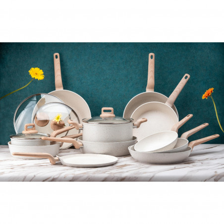 Тиган с капак Oliver Voltz Nice OV54419E26CD, 26x7 см, Незалепващо покритие, Индукция, Кремав меланж