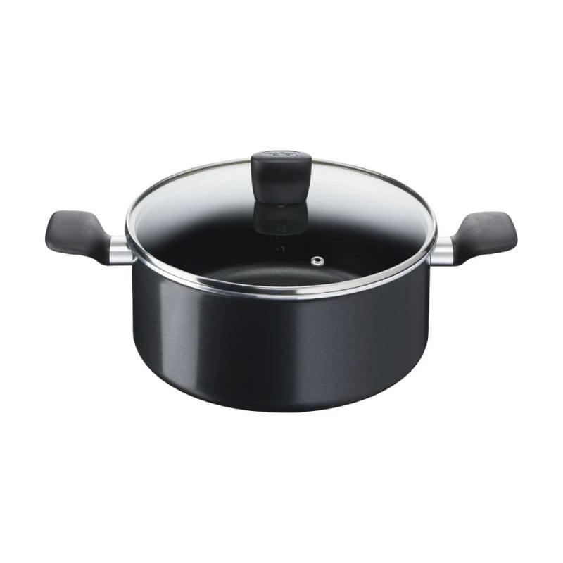 Комплект съдове за готвене Tefal C2678074 Starter Black, 6 ч, Титениево покритие, Без PFOA, Thermo-Fusion, Thermo-Signal, Индукция, Черен