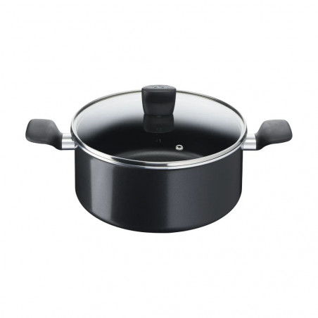 Комплект съдове за готвене Tefal C2678074 Starter Black, 6 ч, Титениево покритие, Без PFOA, Thermo-Fusion, Thermo-Signal, Индукция, Черен