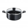 Комплект съдове за готвене Tefal C2678074 Starter Black, 6 ч, Титениево покритие, Без PFOA, Thermo-Fusion, Thermo-Signal, Индукция, Черен