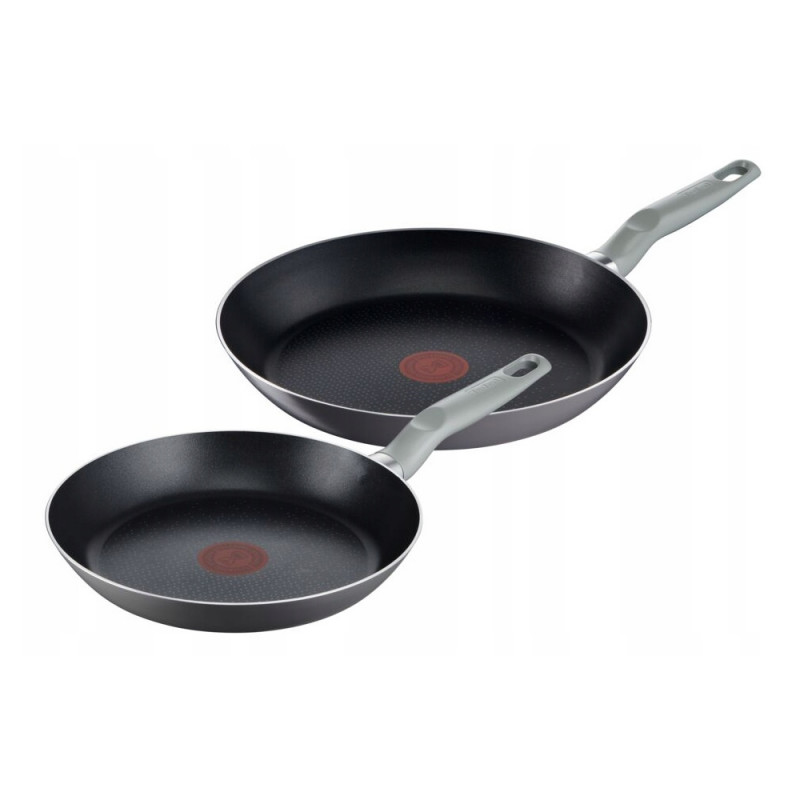 Комплект тигани Tefal B5839153, 2 ч, 24/28 см, Титениево покритие, Без PFOA, Thermo-Fusion, Thermo-Signal, Индукция, Черен