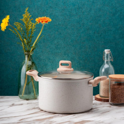 Тенджера Voltz Nice OV54418E20D, 20x10.5 см, 3.2 л, Незалепващо покритие, Индукция, Кремав меланж