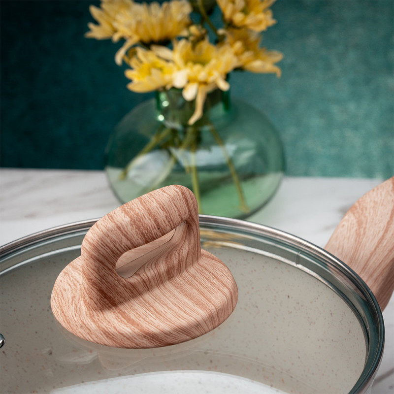 Тенджера Voltz Nice OV54418E20D, 20x10.5 см, 3.2 л, Незалепващо покритие, Индукция, Кремав меланж