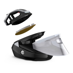 Парогенератор Tefal Pro Express Vision GV9821E0, 3000 W, 9 bar, 1.2 л, 800 g/min, Smart Steam, Система против капене и варовик, Вертикално гладене, Черен/сив