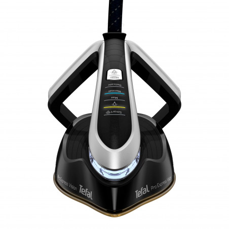 Парогенератор Tefal Pro Express Vision GV9821E0, 3000 W, 9 bar, 1.2 л, 800 g/min, Smart Steam, Система против капене и варовик, Вертикално гладене, Черен/сив
