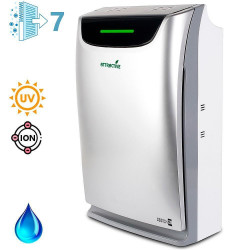 Пречиствател и овлажнител на въздух Oberon 220 HYBRID, 65W, До 40 м2, 220 м3/ч, 3 скорости, Йонизатор, Индикатори за въздуха, Таймер, Нощен и автоматичен режим, Сребрист