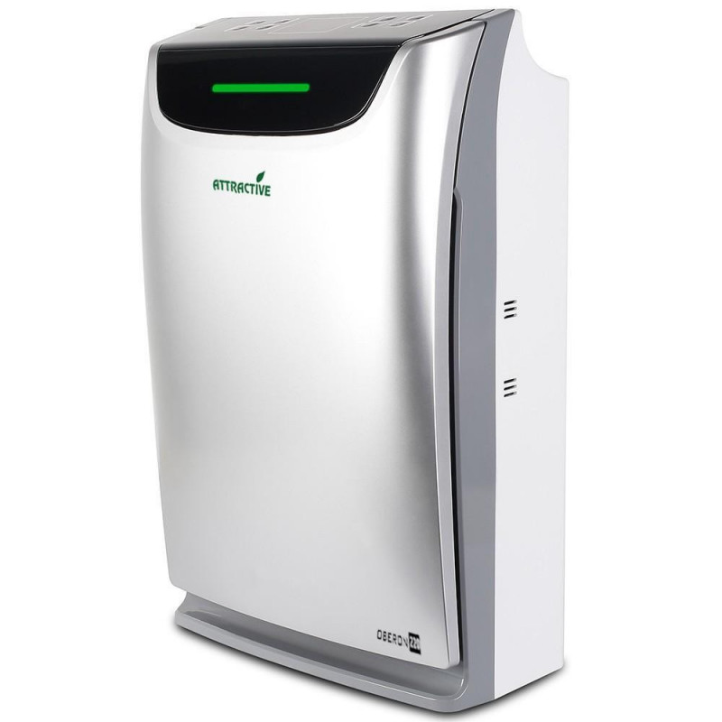 Пречиствател и овлажнител на въздух Oberon 220 HYBRID, 65W, До 40 м2, 220 м3/ч, 3 скорости, Йонизатор, Индикатори за въздуха, Таймер, Нощен и автоматичен режим, Сребрист