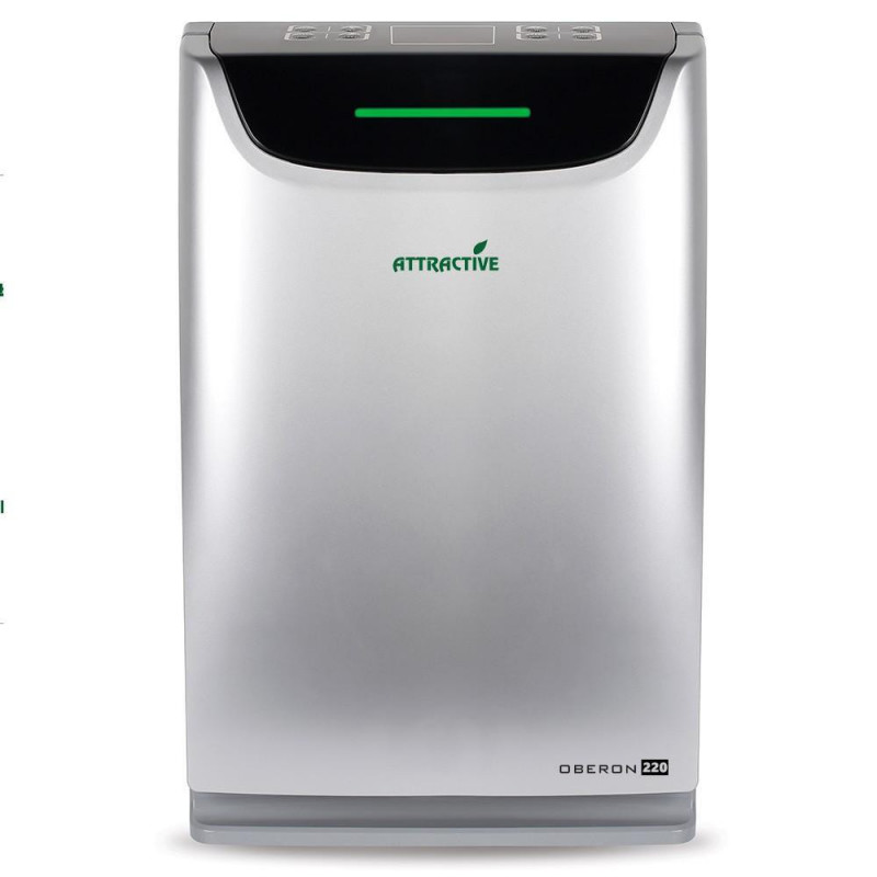 Пречиствател и овлажнител на въздух Oberon 220 HYBRID, 65W, До 40 м2, 220 м3/ч, 3 скорости, Йонизатор, Индикатори за въздуха, Таймер, Нощен и автоматичен режим, Сребрист
