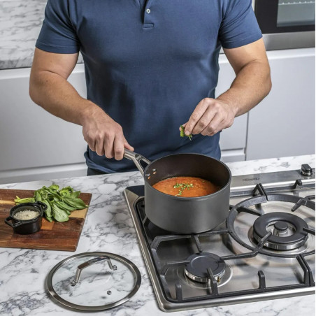 Комплект тенджери и тигани Ninja Zerostick Premium C35005DE, 9 части, Незалепваща технология, До 260C, Индукция, Черен