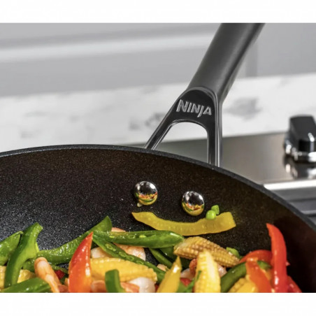 Комплект тенджери и тигани Ninja Zerostick Premium C35005DE, 9 части, Незалепваща технология, До 260C, Индукция, Черен