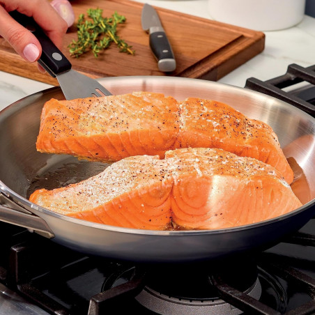 Тиган Ninja EverClad C90028DE, 28 см, Трислоен, Подходящ и за фурна до 315°C, Без PFAS, Индукция, Инокс