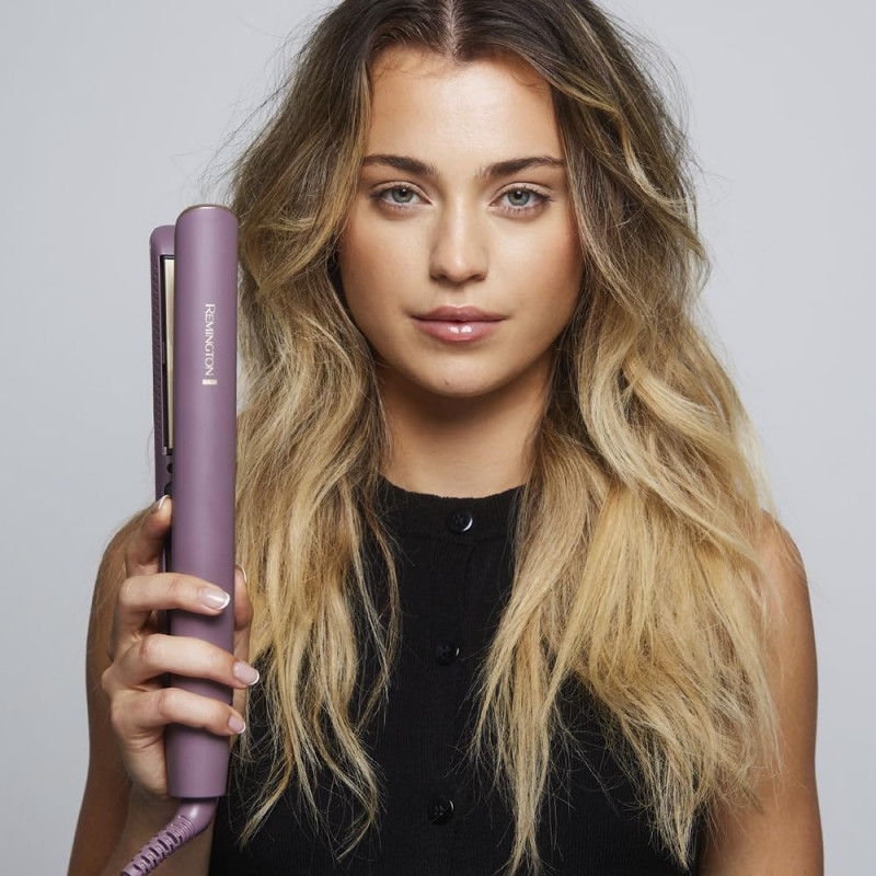 Преса за коса Remington S8930 AIRvive™, 61 W, 5 настройки до 230C, Технология йонен въздух , Лилав/Златист