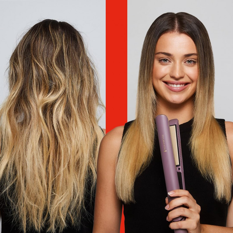 Преса за коса Remington S8930 AIRvive™, 61 W, 5 настройки до 230C, Технология йонен въздух , Лилав/Златист