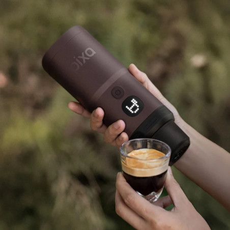 Преносима еспресо машина Wacaco Pixapresso, 20 bar, 9000 mAh, 120 мл, Мляно + капсули, LED тъч контрол, Тъмно бордо