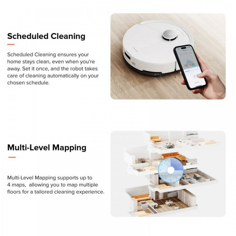 Прахосмукачка робот Roborock Q10 PF, 10000 Pa, 150 мин, 0.35 л, Wi-Fi, Сухо/мокро, Автоматично повдигане на мопа, 360° LiDAR, 3D картографиране, Гласово управление, Бял