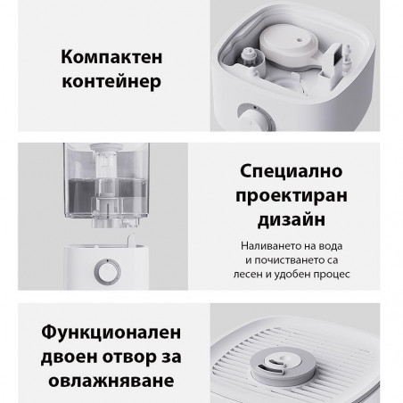 Овлажнител за въздух Xaomi Lydsto F100, До 20 м2, 200 л/ч, 2.5 л, 3 нива, Автоматично спиране, Бял