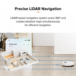 Прахосмукачка робот Roborock Q10 PF, 10000 Pa, 150 мин, 0.35 л, Wi-Fi, Сухо/мокро, Автоматично повдигане на мопа, 360° LiDAR, 3D картографиране, Гласово управление, Черен