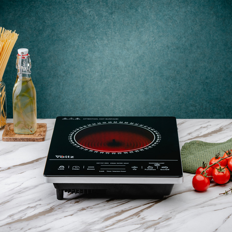 Инфрачервен котлон Oliver Voltz OV51445M, 2000W, LED дисплей, 5 програми, Черен