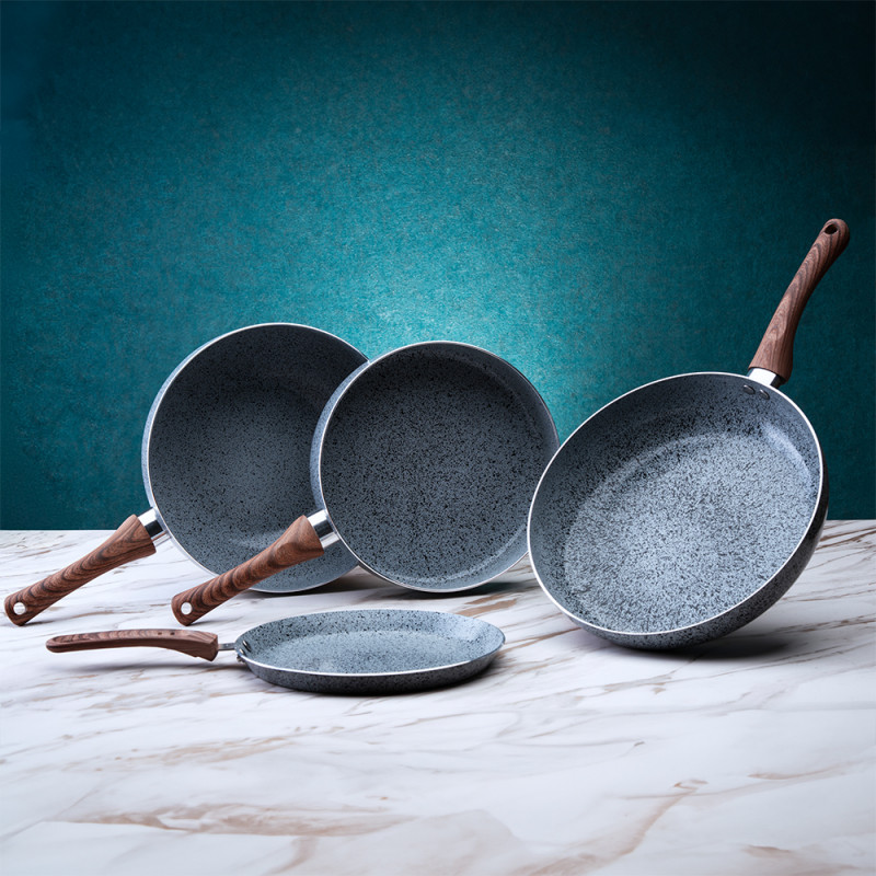 Тиган Oliver Voltz Siena OV51319J24D, 24 см, Дълбок, Мраморно покритие, Индукция, Сив