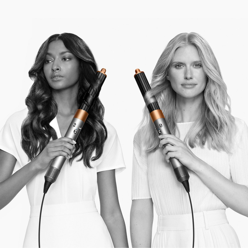 Маша за коса Dyson HS02 Airwrap Origin 112875-01, 1300W, 13.5 l/s, 3 скорости, 3 темп, Автоматично къдрене, Защита от топлинно увреждане, Никел/меден