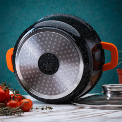 Съд за печене-ростер Oliver Voltz OV54323C26A, 26х11 см, 5.4 л, Стъклен капак, Мраморно покритие, Индукция, Черен