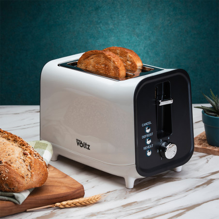 Тостер за хляб Oliver Voltz OV51440H, 800W, 4 степени, 3 функции, Таймер, Центриране, Бял
