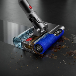Вертикална прахосмукачка Dyson V12s Detect Slim Submarine 485350-01, 140AW, 0.35 л, 60 мин, Сухо/мокро, 3 режима, HEPA, Сензор за прах, Хигиенично изпразване, LCD с данни в реално време, Никел/жълт