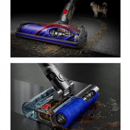 Вертикална прахосмукачка Dyson V12s Detect Slim Submarine 485350-01, 140AW, 0.35 л, 60 мин, Сухо/мокро, 3 режима, HEPA, Сензор за прах, Хигиенично изпразване, LCD с данни в реално време, Никел/жълт