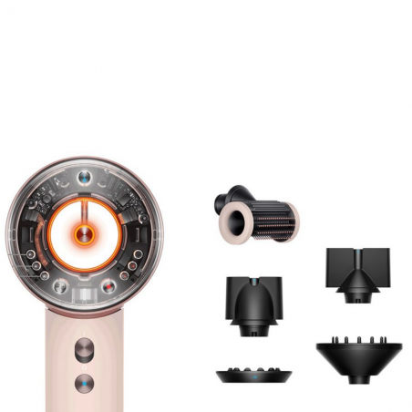 Сешоар Dyson HD16 Supersonic Nural Ceramic Pink/Rose Gold Straight+Wavy 113407-01, 1600W, 3 скорости, 4 температури, Отрицателни йони, 5 приставки, Предпазващ скалпа, Керамично розово/розово злато
