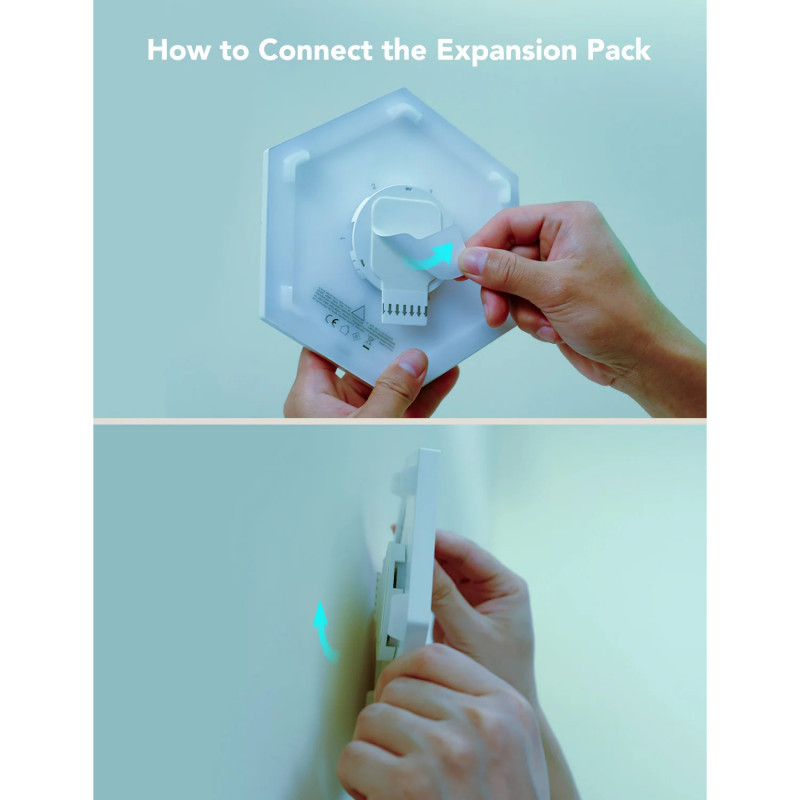 Комплект 10 бр Smart LED панели Govee Glide Hexa RGBIC H6061, Музикална синхронизация, Wi-Fi, Гласово управление, Бял