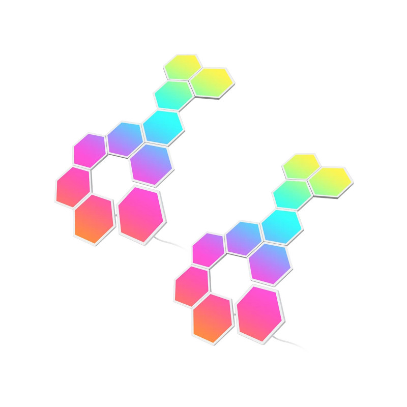 Комплект 10 бр Smart LED панели Govee Glide Hexa RGBIC H6061, Музикална синхронизация, Wi-Fi, Гласово управление, Бял