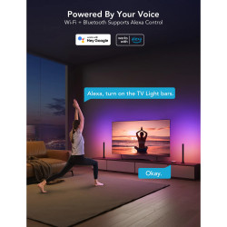 Комплект 2 Smart LED лампи за телевизор Govee H6046 RGBIC, 24W, Адресируеми цветни сегменти, Wi-Fi, Bluetooth, Govee Home, Черен