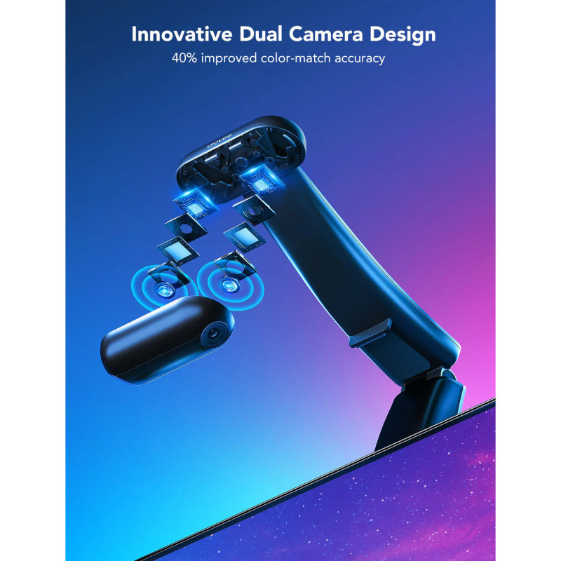 Smart LED лента за телевизор Govee Envisual T2 RGBIC H605C, 36W, Адресируеми цветни сегменти, Wi-Fi, Bluetooth, До 65" TV, Цветова синхронизация, Гласово управление, Черен