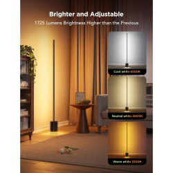 Подова Smart LED лампа Govee Floor Lamp 2 RGBICWW H607C, 152 см, 30W, 1725 lm, 6500K, Wi-Fi, Bluetooth, Govee Home, Черен