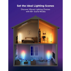 Подова Smart LED лампа Govee Floor Lamp 2 RGBICWW H607C, 152 см, 30W, 1725 lm, 6500K, Wi-Fi, Bluetooth, Govee Home, Черен