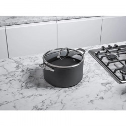 Комплект тенджери Ninja ZeroStick C33300DE, 6 части, До 260°C, Незалепващо покритие, Без PFAS, Стъклен капак, Индукция, Черен